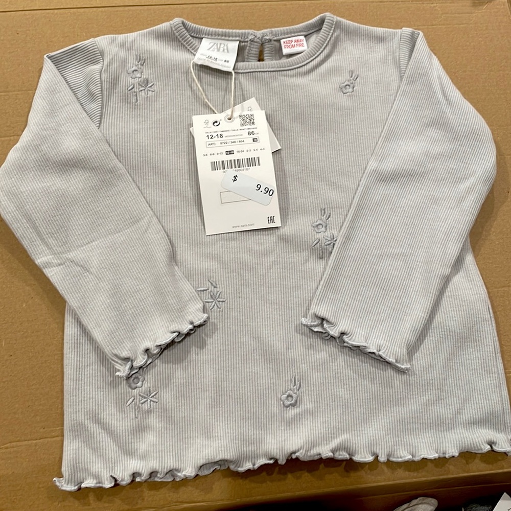 NWT Zara Baby Embroidered Shirt - 12-18m